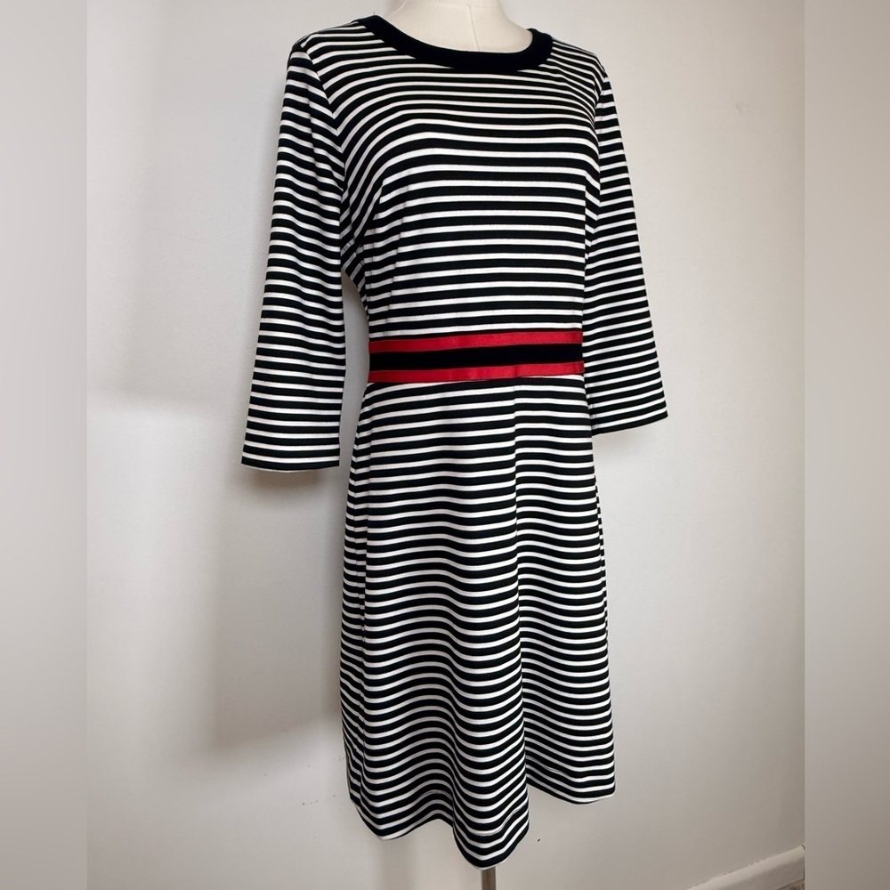 Draper James ‘Persley’ Ponte Red Black White Striped Dress Women’s Size Medium - Picture 7 of 10